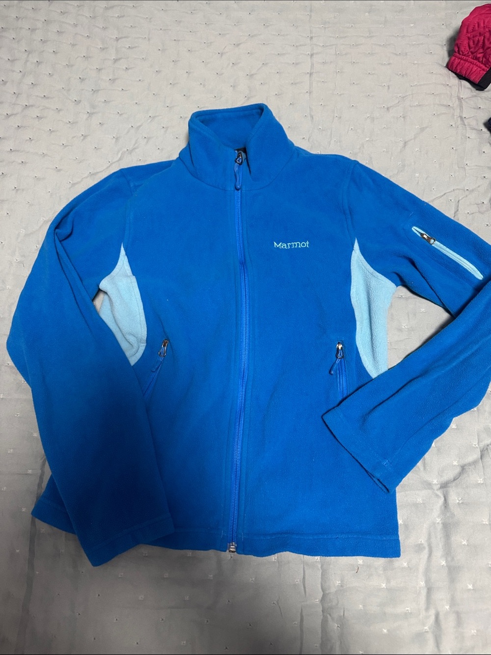 Marmot Bright Blue Fleece Jacket with Light Blue Panels